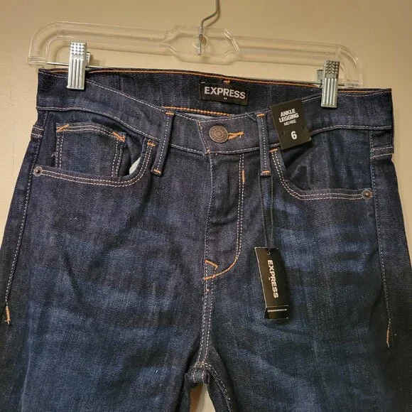 Express Jeans Ankle Legging Dark Blue Denim 6 NWT - Picture 2 of 11